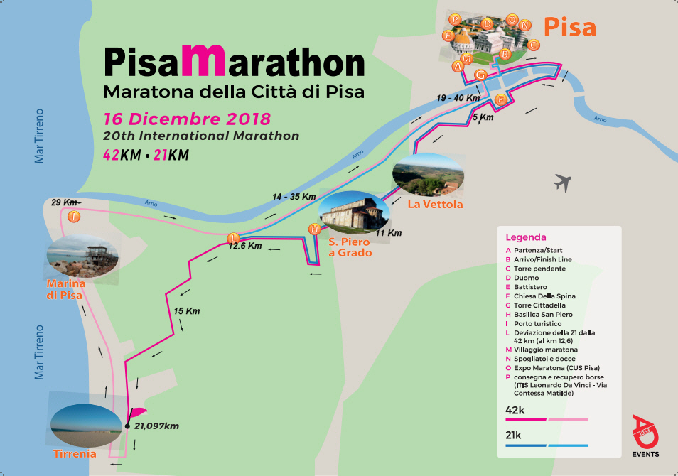 2018 Pisa Marathon Race Course